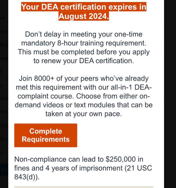 photo of DEA expiration notice