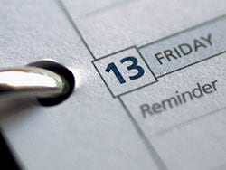 photo of Detail of a diary opened on Friday the 13th