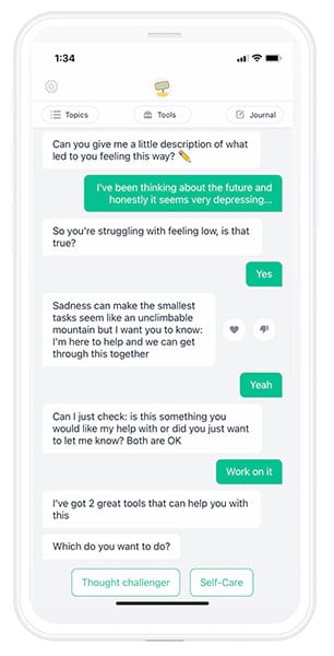 photo of Mental health app Woebot