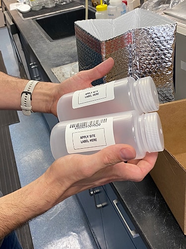 photo of Samples are prepared for shipping to WastewaterSCAN