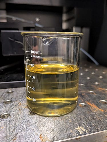 photo of SeeDB-Live solution prepared in a laboratory beaker. 